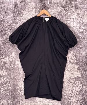 Sportmax Dress 12 Womens Black Cotton Poplin Gathered Dolman Max Mara